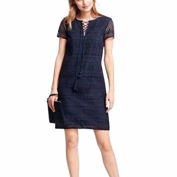 Brooks Brothers Red Fleece Eyelet Blue Shift Dress 2 - Picture 5 of 5